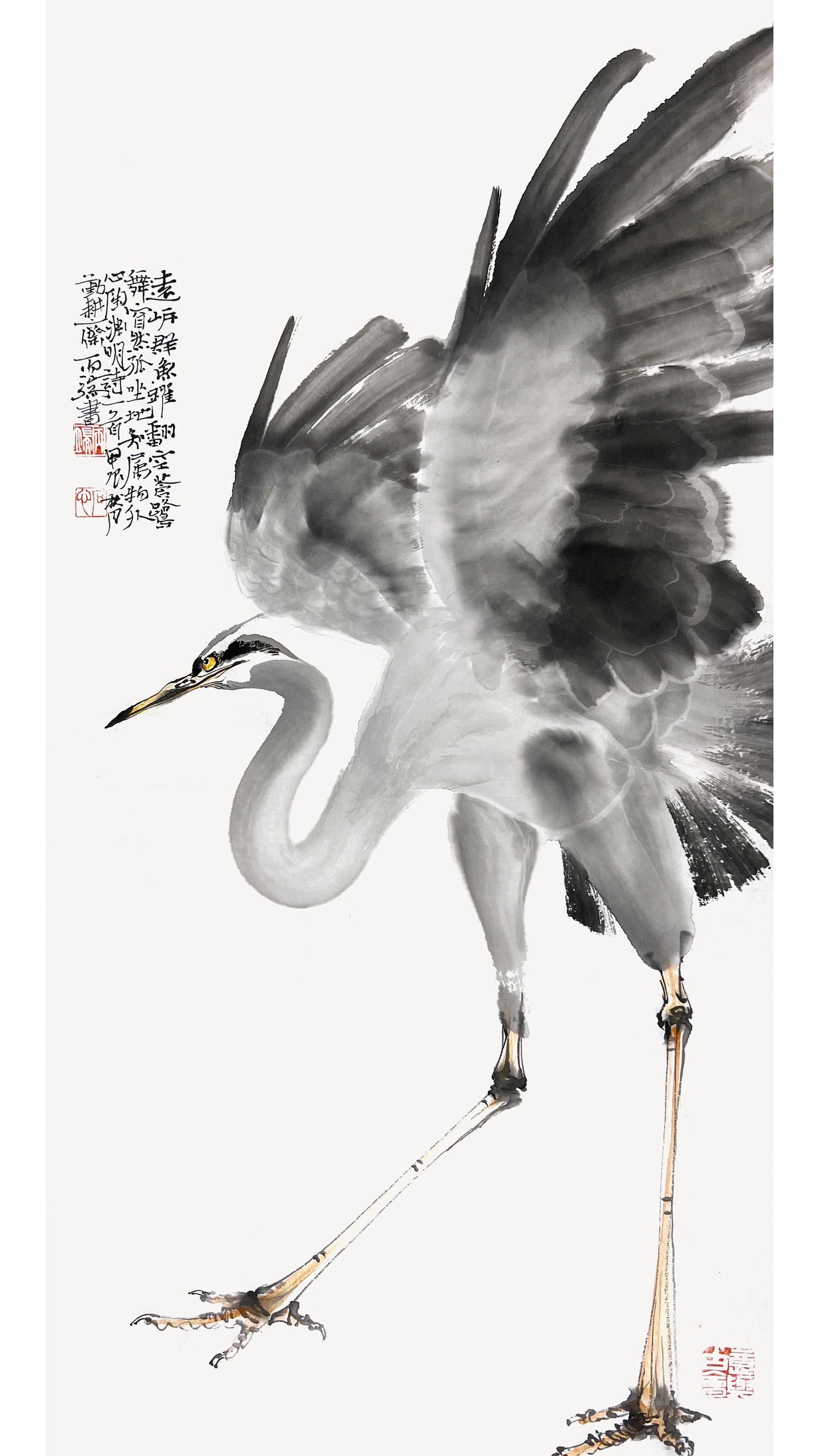 Modern Art Chinese Painting Home Decor -Cran in Flight- Room Painting (69x35cm)A