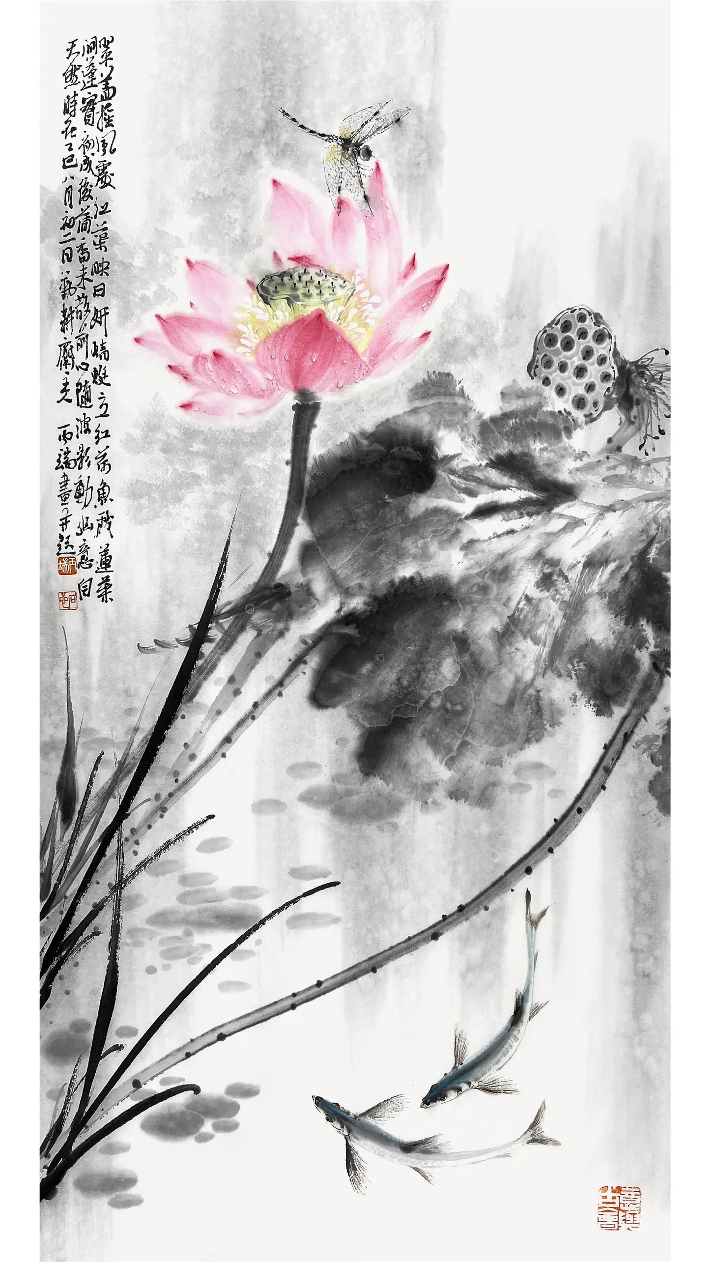 Chinese Art Painting for Home Decor Wall Decor -Sumi Ink Painting (69x35cm)
