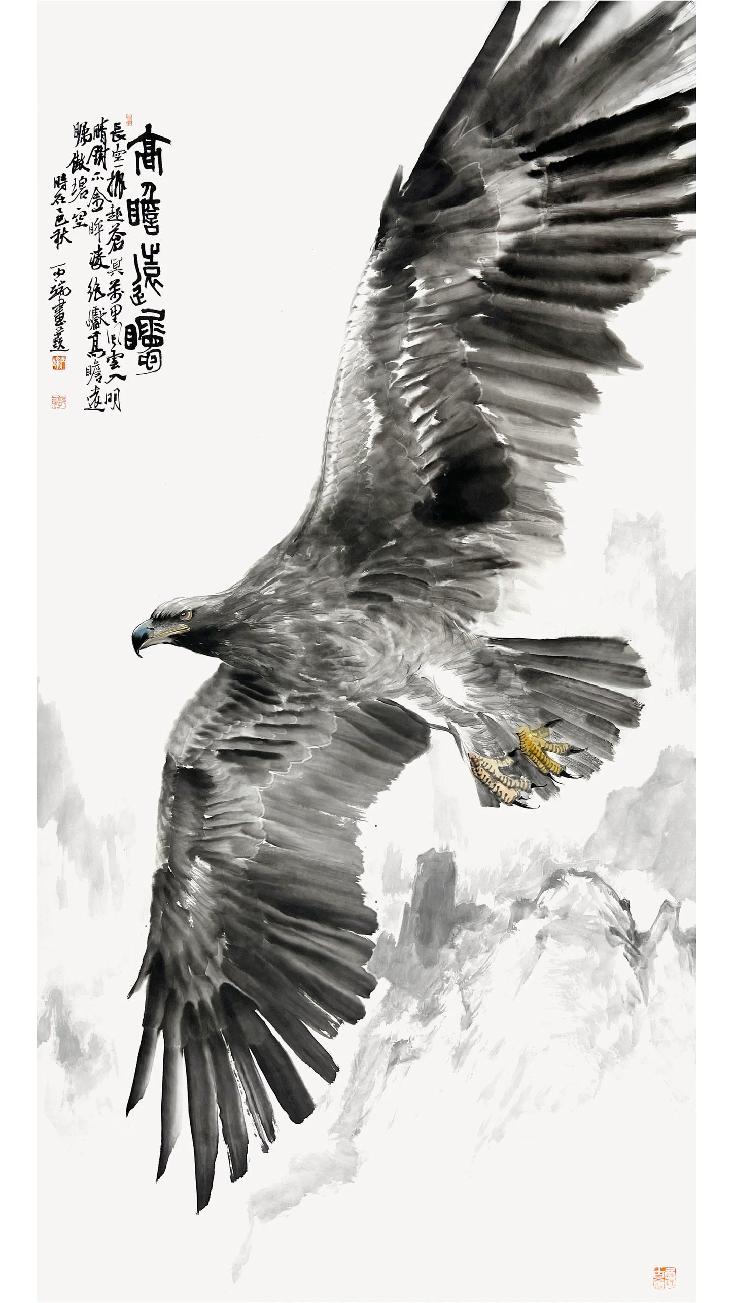 Chinese Art for Home Decor Room Decor - Eagle in Flight- Home Art (138x69cm)