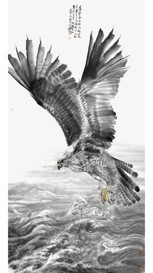 Chinese Art for Home Decor Room Decor - Eagle and Ocean- Home Art (138x69cm)