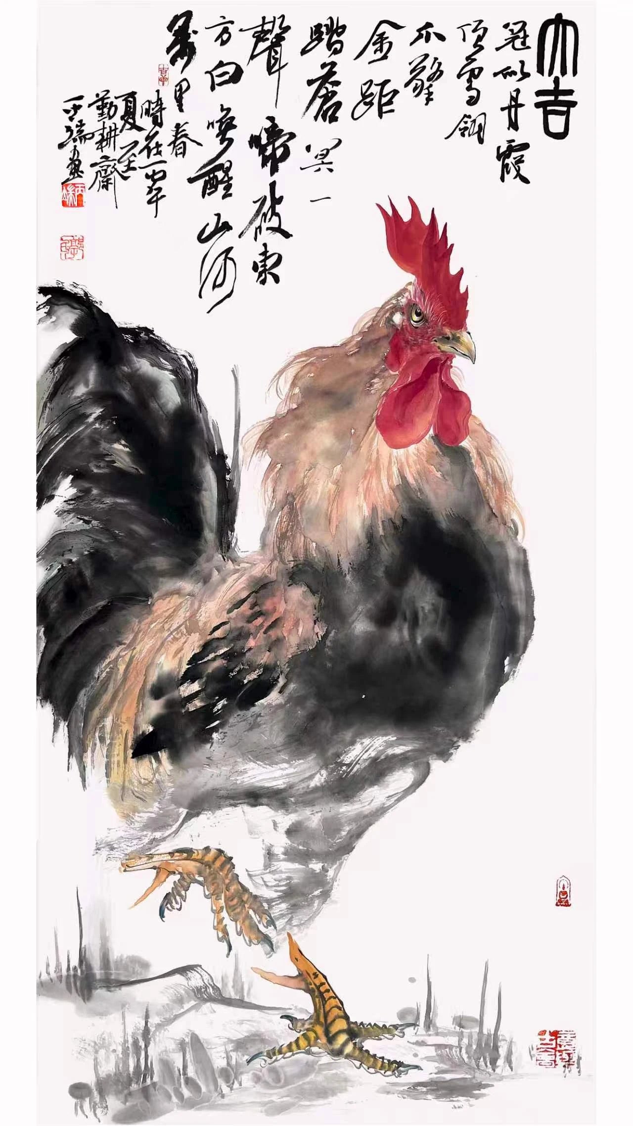 Traditional Chinese Art Giclée Print – Rooster of Great Fortune | Chinese Ink Painting, Wall Art, Calligraphy